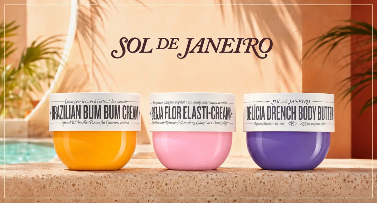 Sol de Janeiro products from FRAGRANTA's live B2B assortment, shown on white