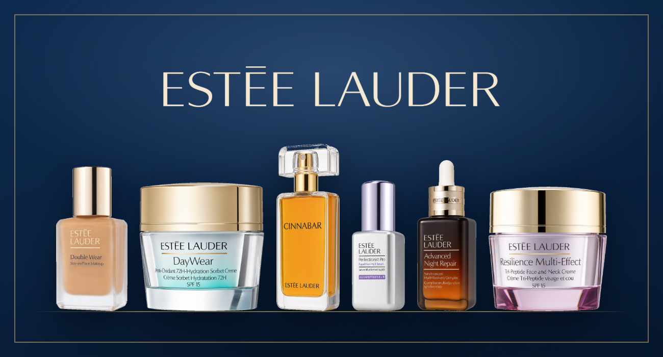 Estée Lauder products from FRAGRANTA's live B2B assortment, shown on white