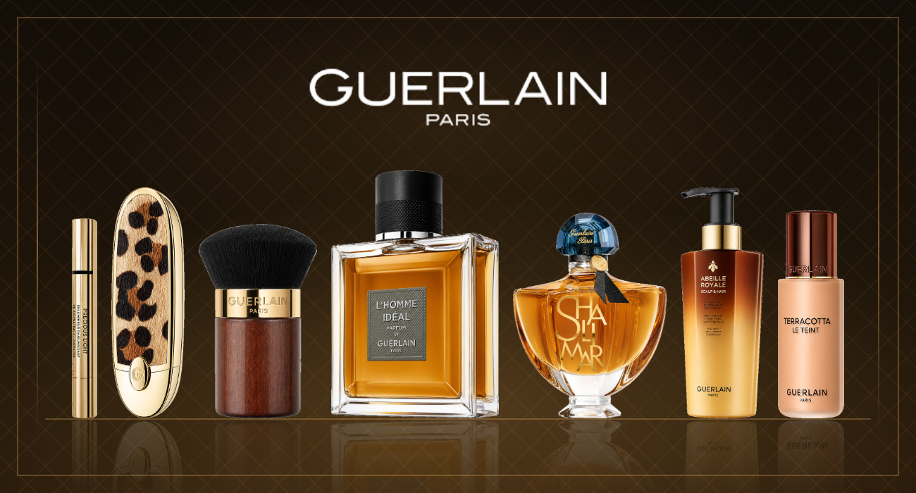 Guerlain products from FRAGRANTA's live B2B assortment, shown on white